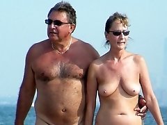 Older lady naked on nudist beach